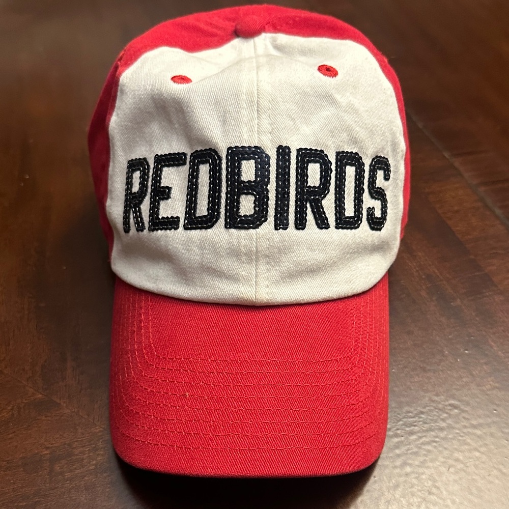 Redbirds Red and White Cap embroidered matte sequins